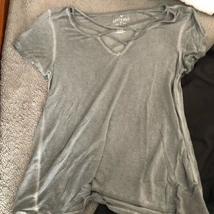 grey short sleeve american eagle shirt